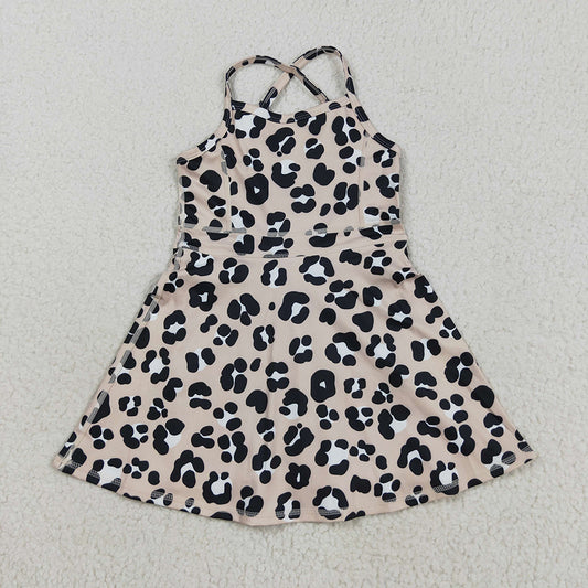 Baby Girls Strap Leopard Shorts Yoga Active Knee Length Dresses