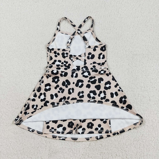 Baby Girls Strap Leopard Shorts Yoga Active Knee Length Dresses