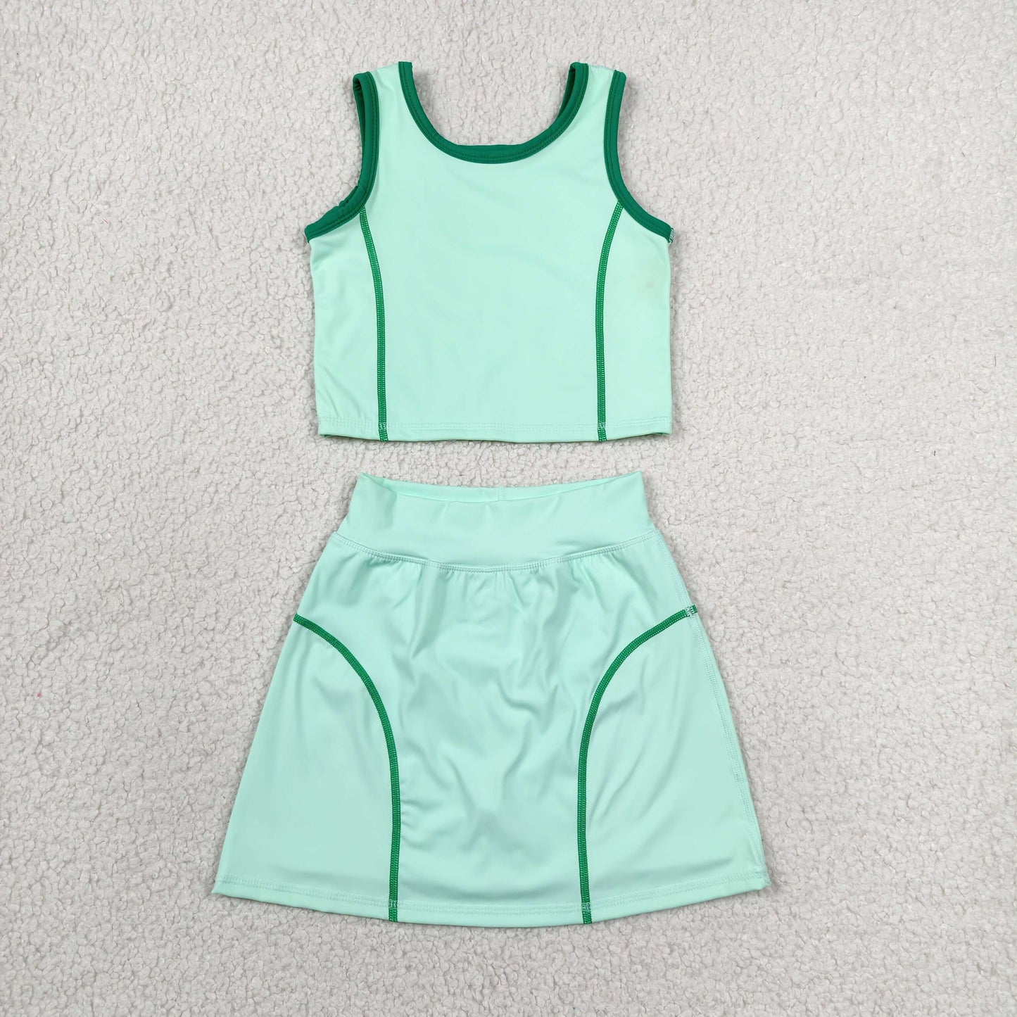 Baby Girls Aqua Sleeveless Vest Top Skirt Shorts Yoga Active Clothes Sets