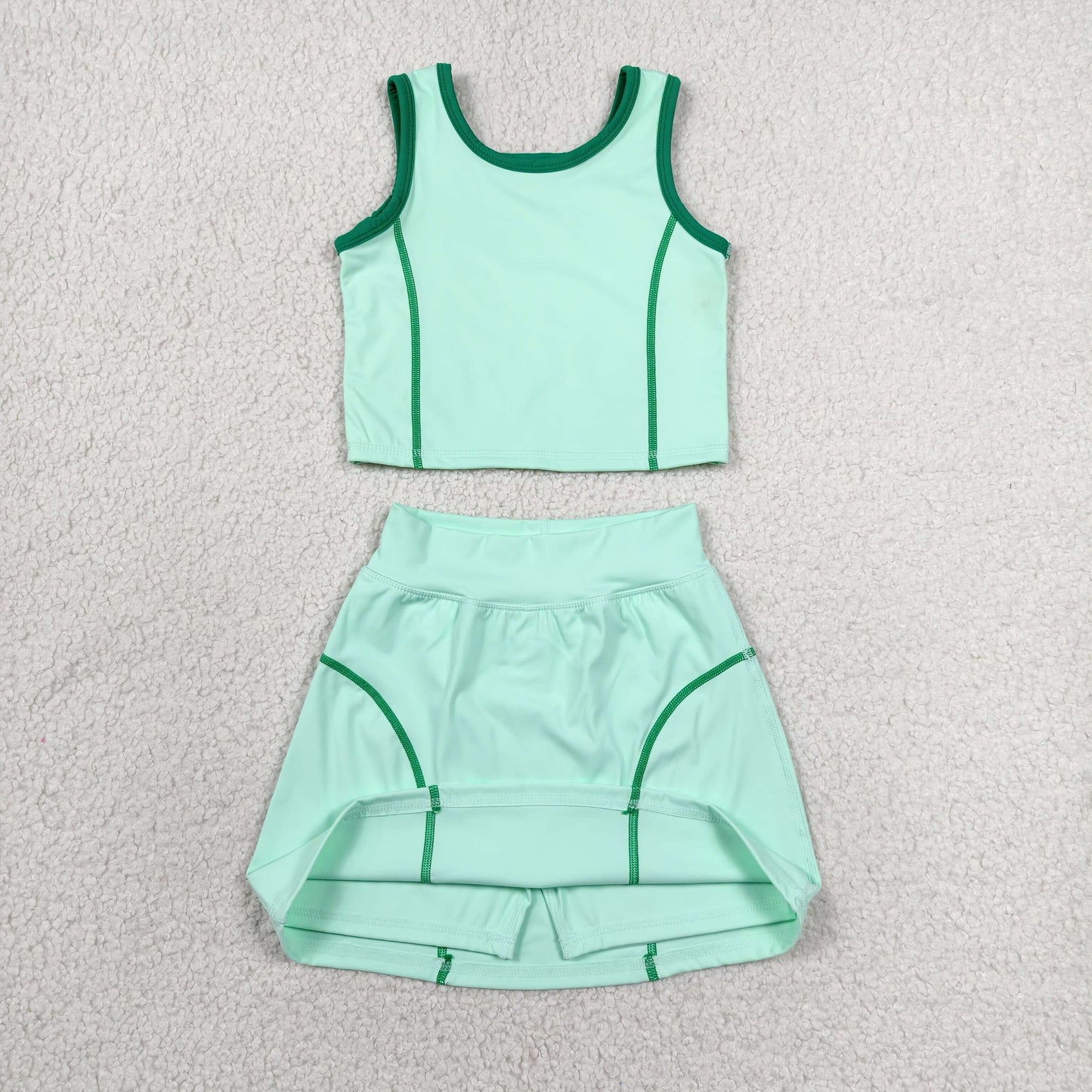 Sibling Baby Girls Sleeveless Vest Top Skirt Short Yoga Active Sport Clothes Sets