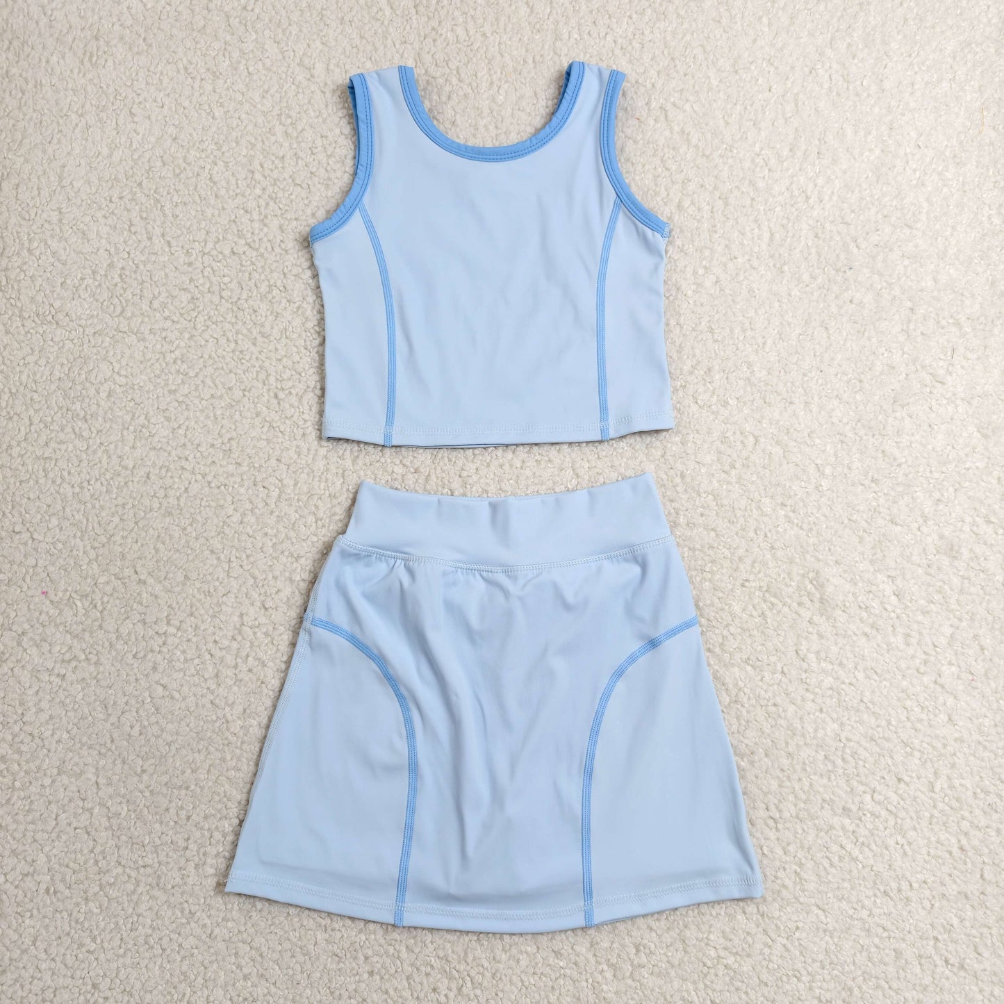 Sibling Baby Girls Sleeveless Vest Top Skirt Short Yoga Active Sport Clothes Sets