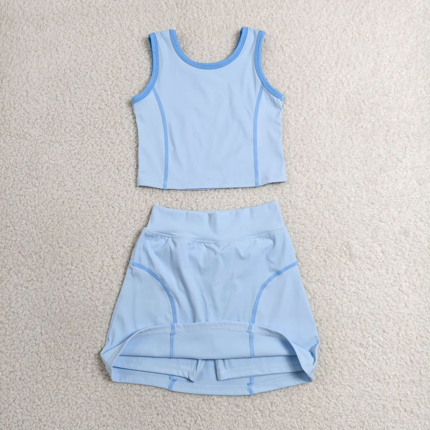 Sibling Baby Girls Sleeveless Vest Top Skirt Short Yoga Active Sport Clothes Sets