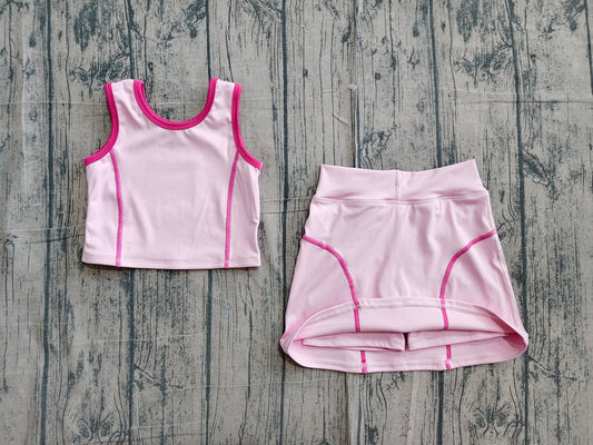 Preorder moq 5 Baby Girls Sleeveless Pink Vest Top Skirts Set