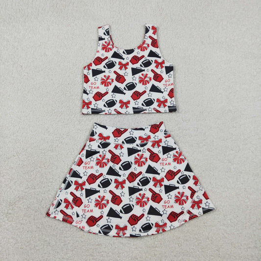 Sibling Baby Girls Go Team Football Cheer Bows Skorts Yoga Active Set Pajamas Sets
