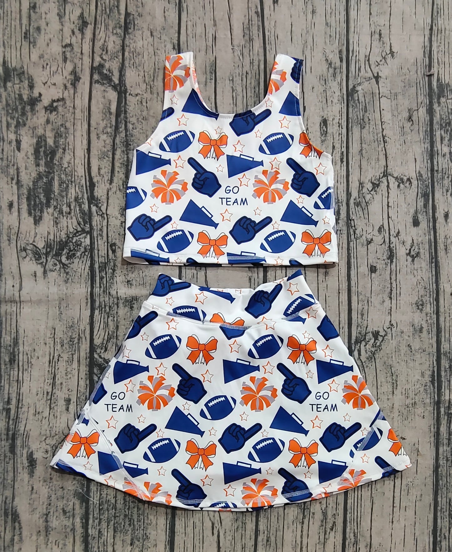 Baby Girls Team Navy Footballs Vest Top Short Skirts Yoga Sets