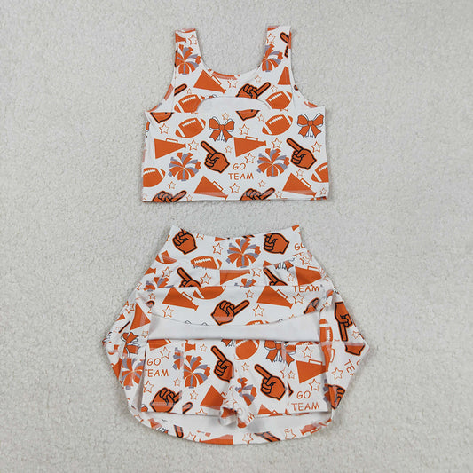 Baby Girls Yellow Footballs T Vest Skorts Team Yoga Active Set