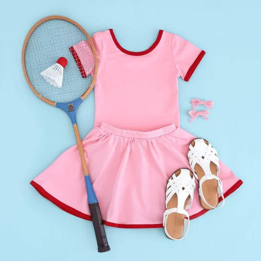 Baby Girls Pink Short Sleeves Shirts Top Skorts Yoga Active Set Preorder
