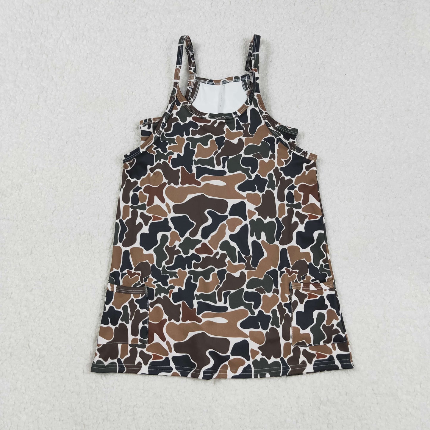 Sibling Baby Girls Straps Southern Camo Shorts Yoga Active Knee Length Dresses