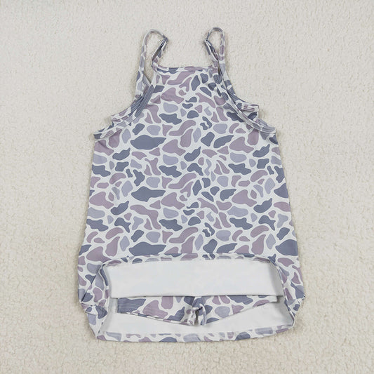 Baby Girls Strap Light Gray Camo Shorts Inside Pockets Yoga Dresses