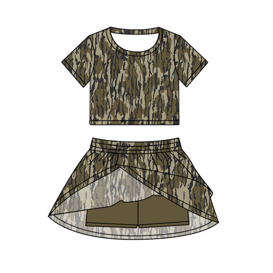 Baby Girls Short Sleeves Camo Top Skorts Set Set Preorder