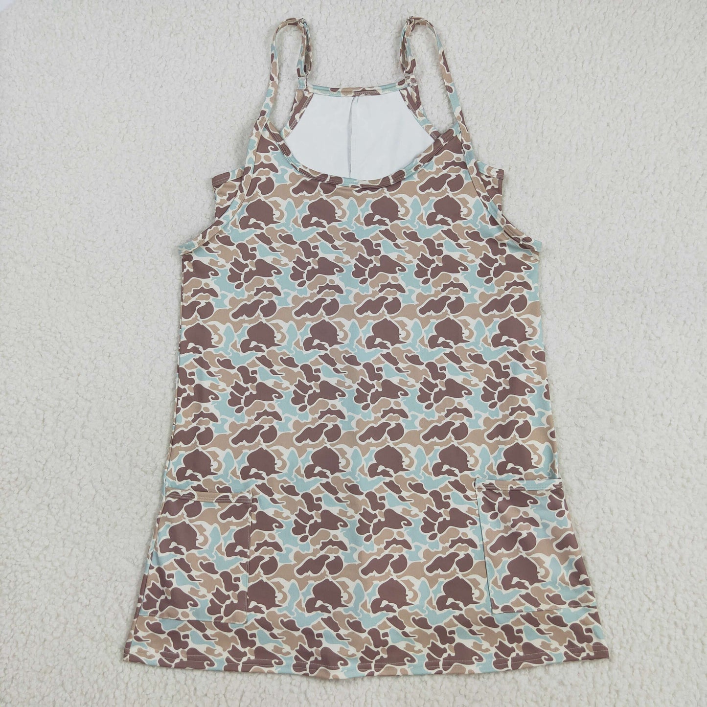 Sibling Adult Women Strap Western Camo Pockets Yoga Active Shorts Dresses