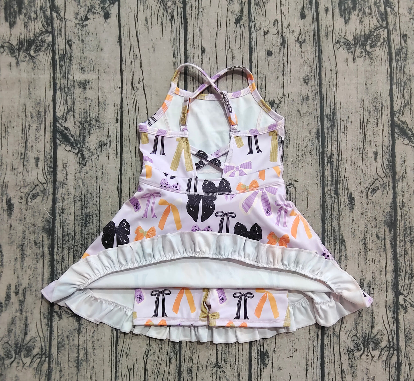 Baby Girls Lavender Strap Bows Plaid Shorts Yoga Knee Length Dresses