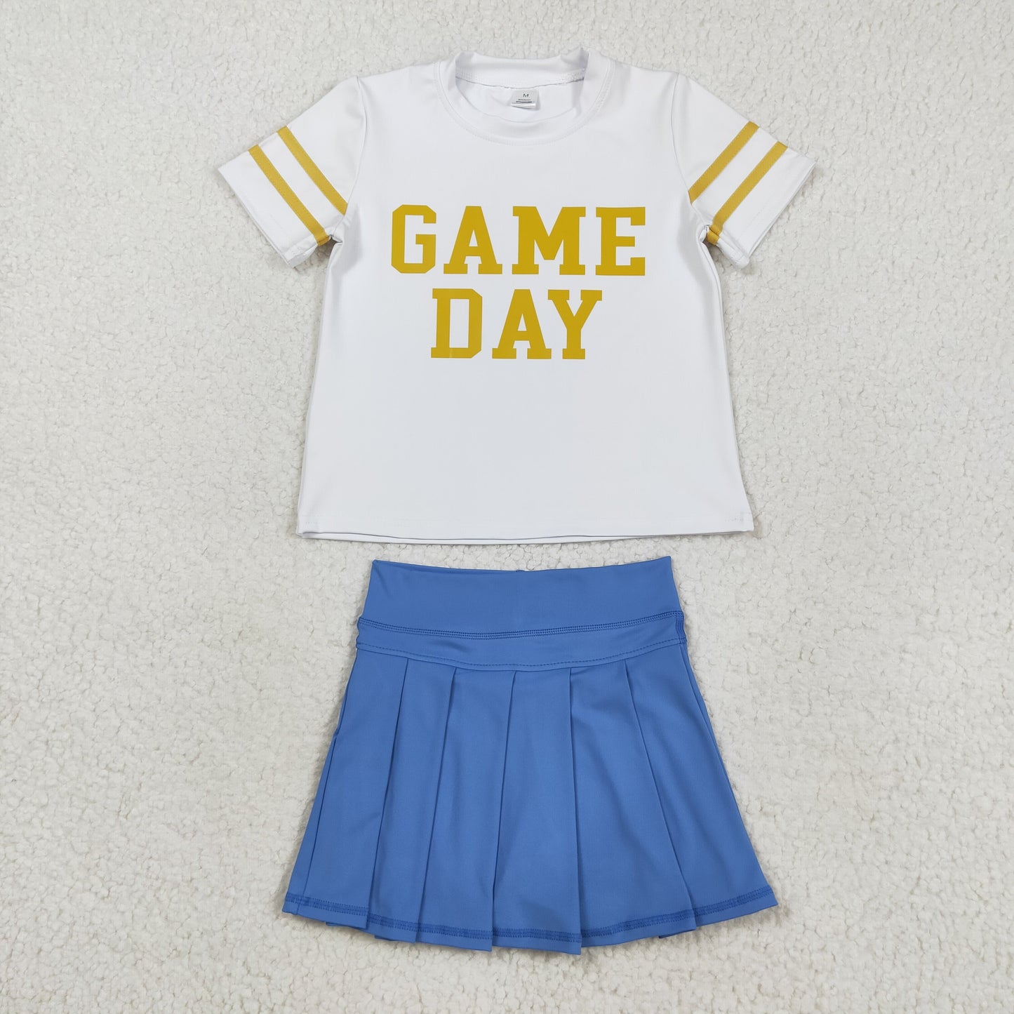 Sibling Baby Girls Game Day Tee Shirts Tops Pleated Skirts Short Yoga Active Team Clothes Sets