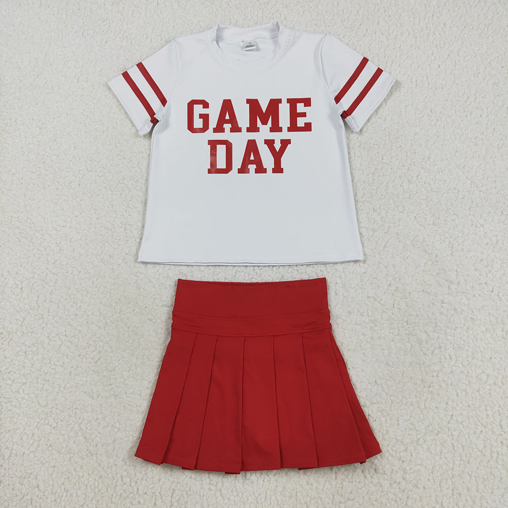 Baby Girls Vinyl Red Game Day Top Pleated Skorts Yoga Active Team Set