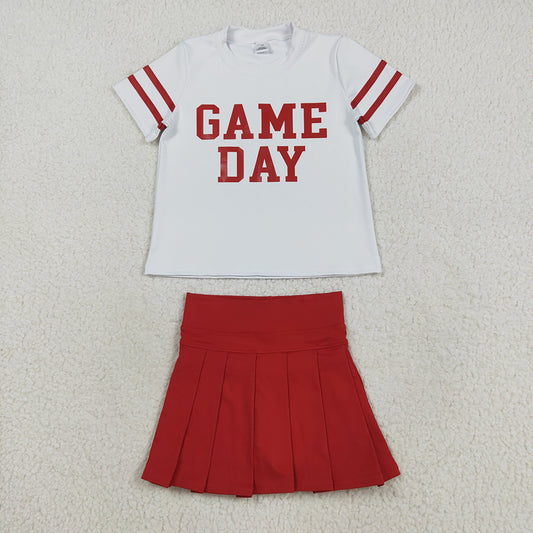 Baby Girls Vinyl Red Game Day Top Pleated Skorts Yoga Active Team Set
