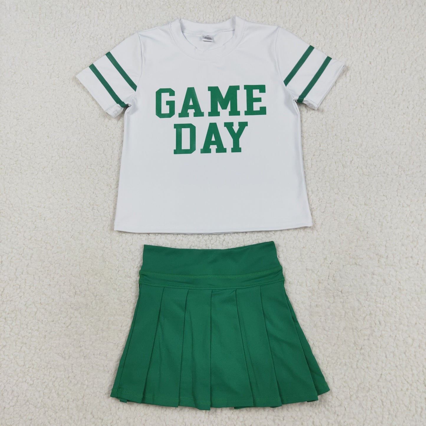 Sibling Baby Girls Game Day Tee Shirts Tops Pleated Skirts Short Yoga Active Team Clothes Sets
