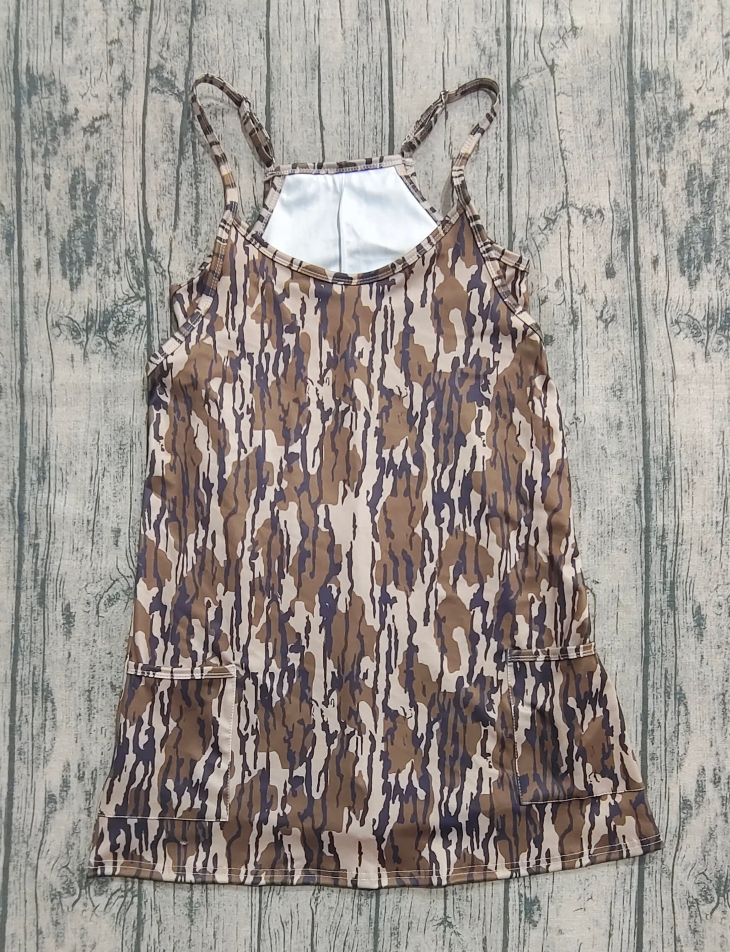 Adult Women Strap Camo Pockets Shorts Yoga Active Dress