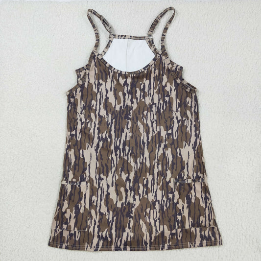 Mama And Me Strap Southern Wood Camo Yoga Active Shorts Pockets Dresses