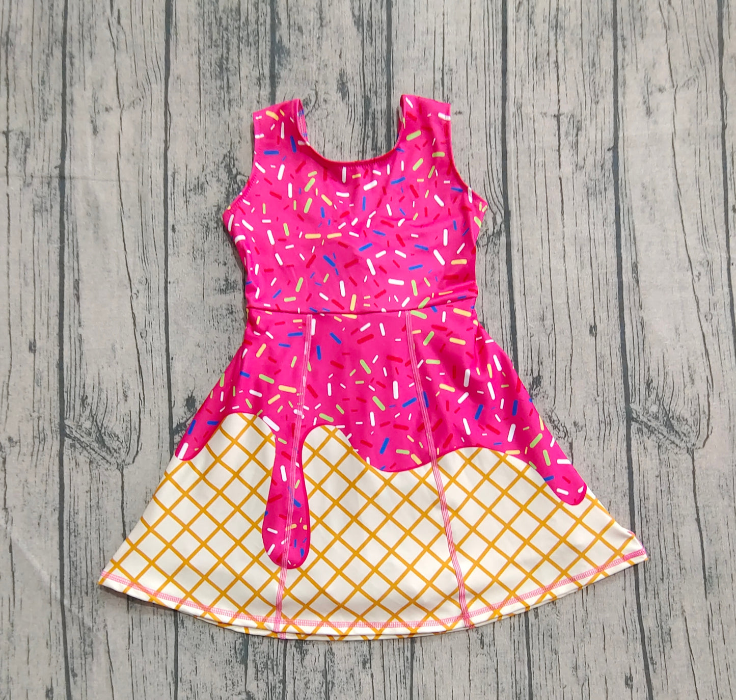 Baby Girls Darkpink Drip Sprinkles Team Yoga Active Knee Length Dresses