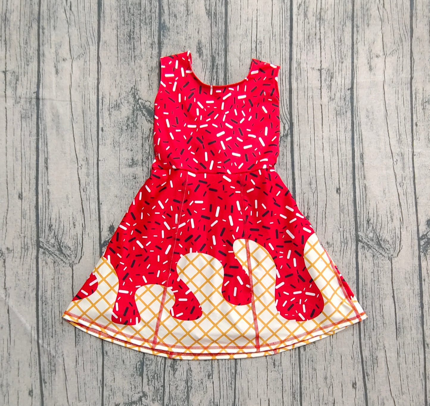 Baby Girls Red Drip Sleeveless Shorts Team Yoga Active Knee Length Dresses