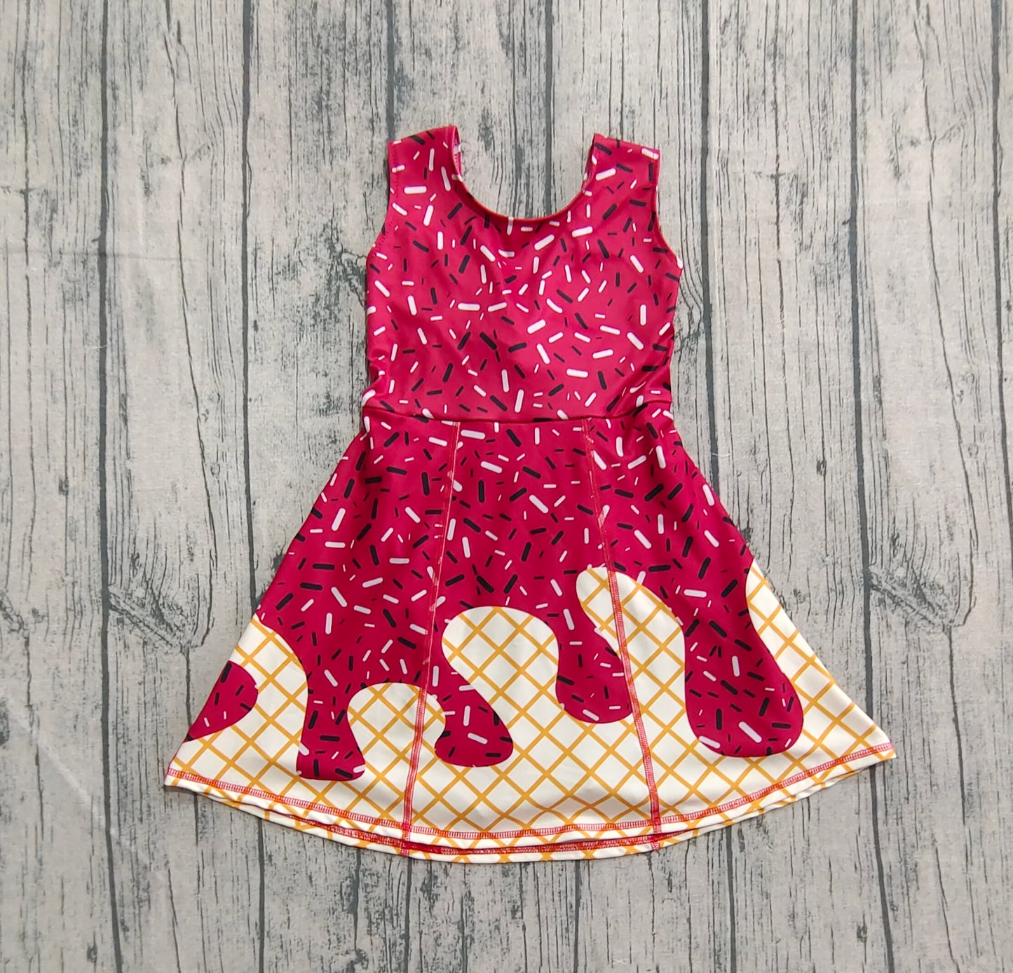 Baby Girls Dark Red Drip Sprinkles Shorts Team Yoga Active Knee Length Dresses