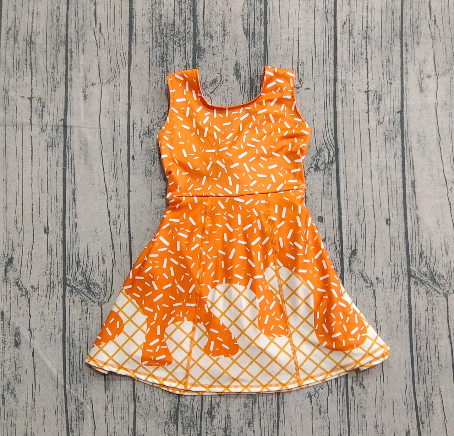 Baby Girls Orange Drip Sprinkles Team Yoga Active Knee Length Dresses