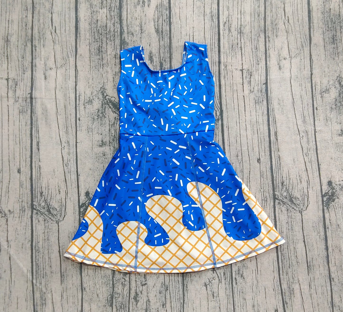Baby Girls Royal Blue Drip Sprinkles Team Yoga Active Knee Length Dresses