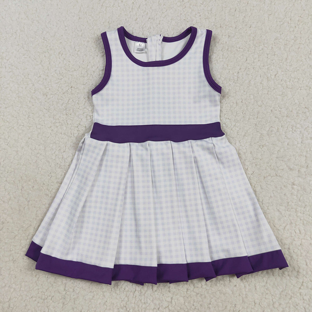 Baby Girls Purple Plaid Zipper Shorts Yoga Activite Knee Length Dresses