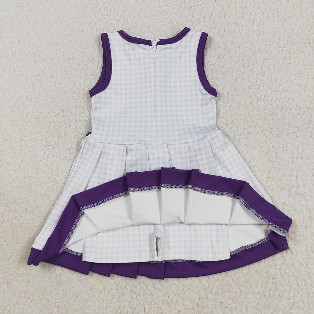 Baby Girls Purple Plaid Zipper Shorts Yoga Activite Knee Length Dresses