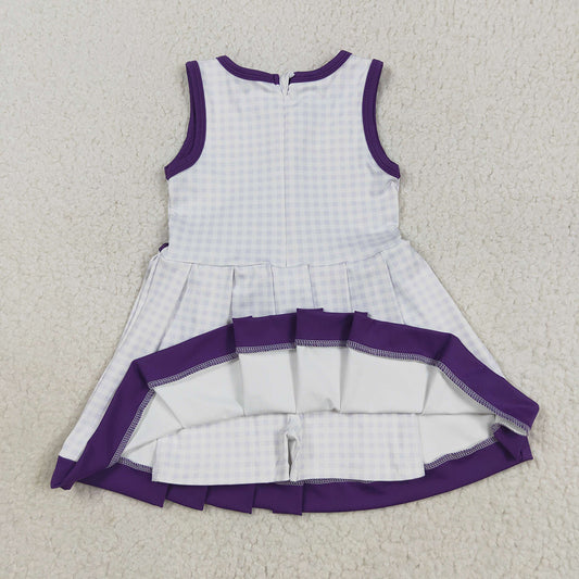 Baby Girls Purple Plaid Zipper Shorts Yoga Activite Knee Length Dresses