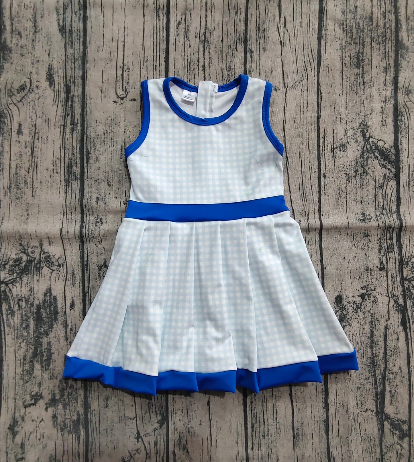 Baby Girls Blue Plaid Zipper Shorts Yoga Active Knee Length Dresses