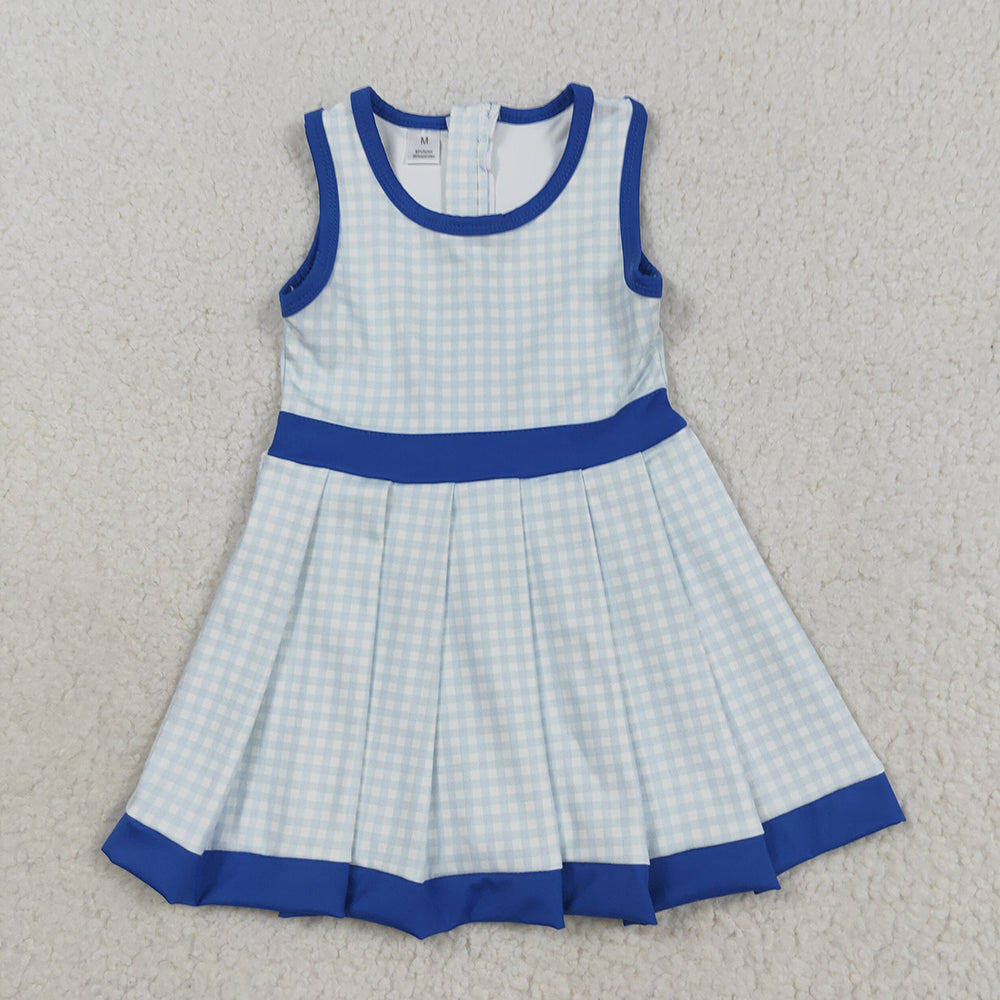 Baby Girls Blue Plaid Zipper Shorts Yoga Active Knee Length Dresses