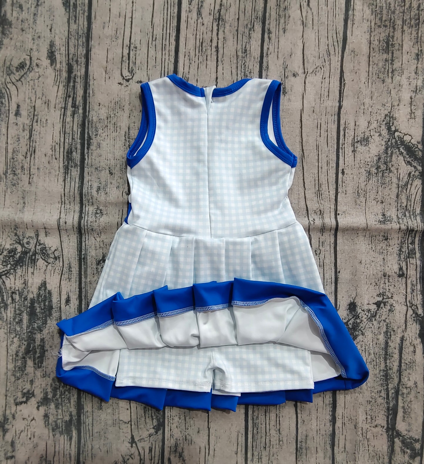 Baby Girls Blue Plaid Zipper Shorts Yoga Active Knee Length Dresses