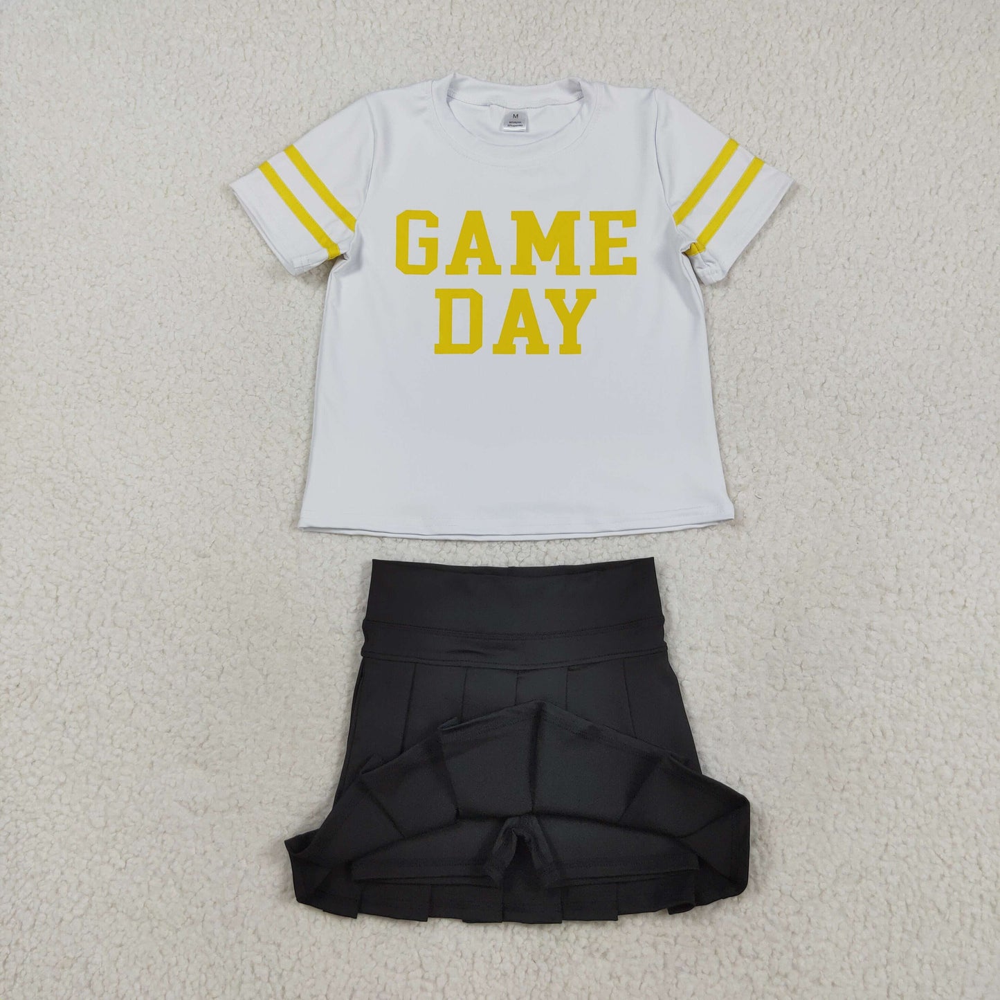 Sibling Baby Girls Game Day Tee Shirts Tops Pleated Skirts Short Yoga Active Team Clothes Sets