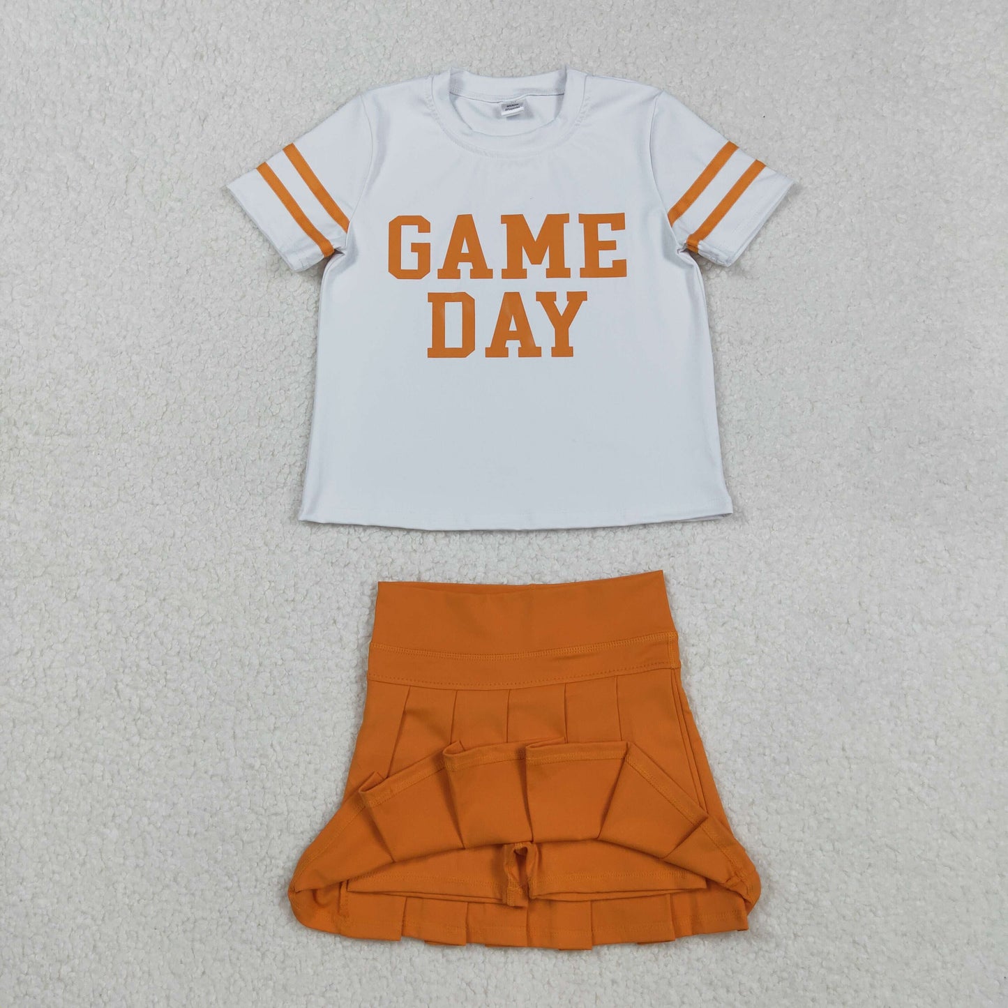 Sibling Baby Girls Game Day Tee Shirts Tops Pleated Skirts Short Yoga Active Team Clothes Sets
