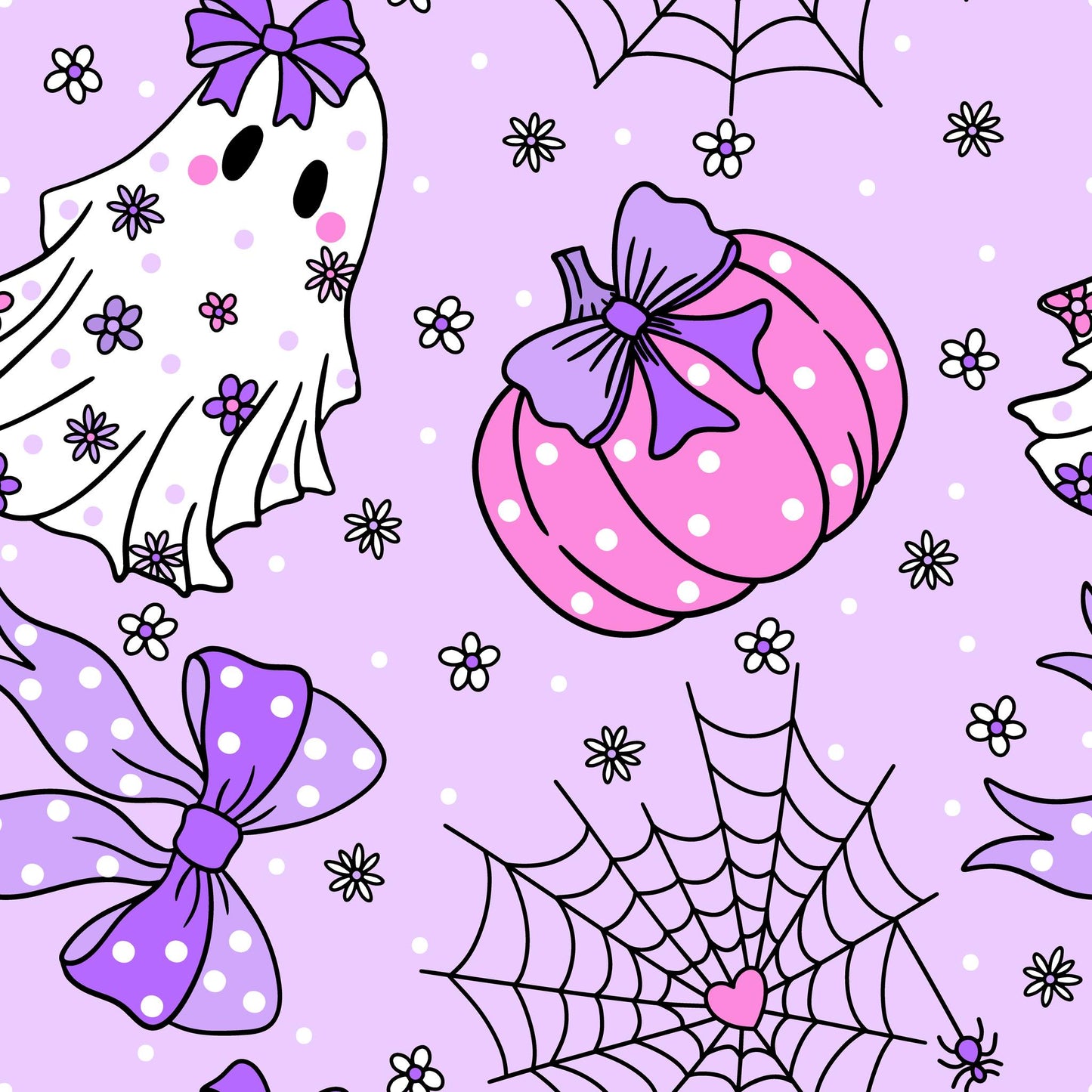 Baby Girls Lavender Flutter Sleeves Ghost Pumpkins Ruffle Knee Length Dresses