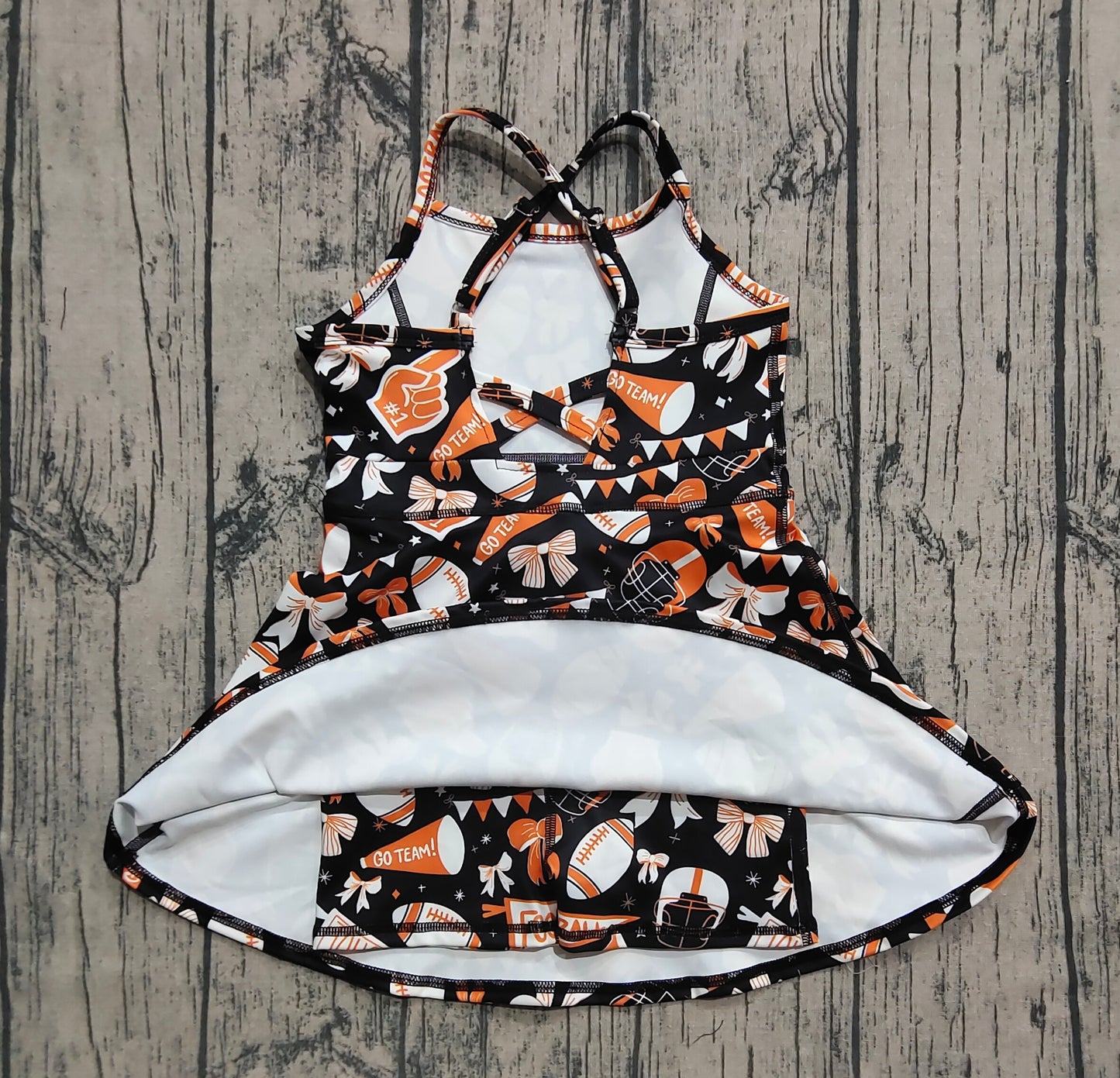 Baby Girls Strap Bows Footballs Shorts Team Yoga Active Knee Length Dress