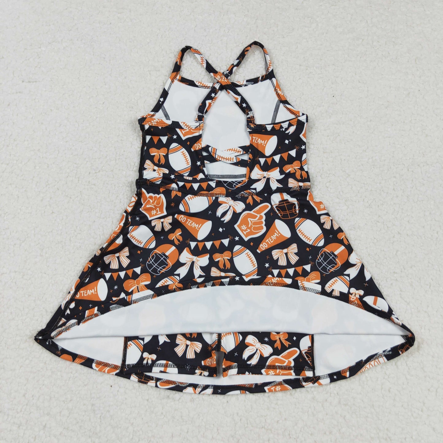 Baby Girls Strap Bows Footballs Shorts Team Yoga Active Knee Length Dress