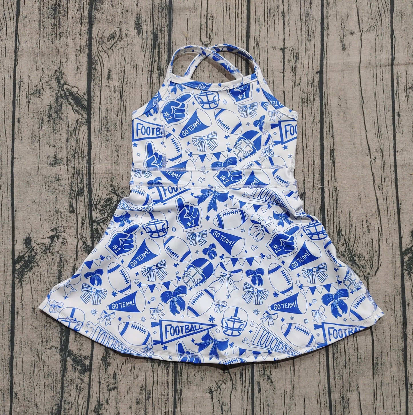 Baby Girls Strap Go Team Bows Cheer Shorts Yoga Active Knee Length Dresses