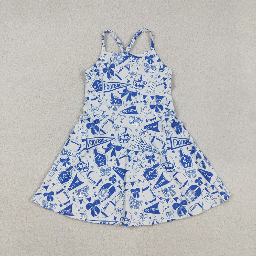 Baby Girls Strap Go Team Bows Cheer Shorts Yoga Active Knee Length Dresses