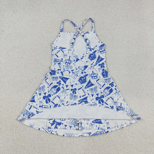 Baby Girls Strap Go Team Bows Cheer Shorts Yoga Active Knee Length Dresses