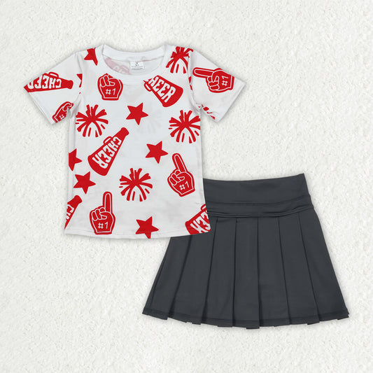 Baby Girls Watermelon Cheer Top Black Yoga Skort Team Sets