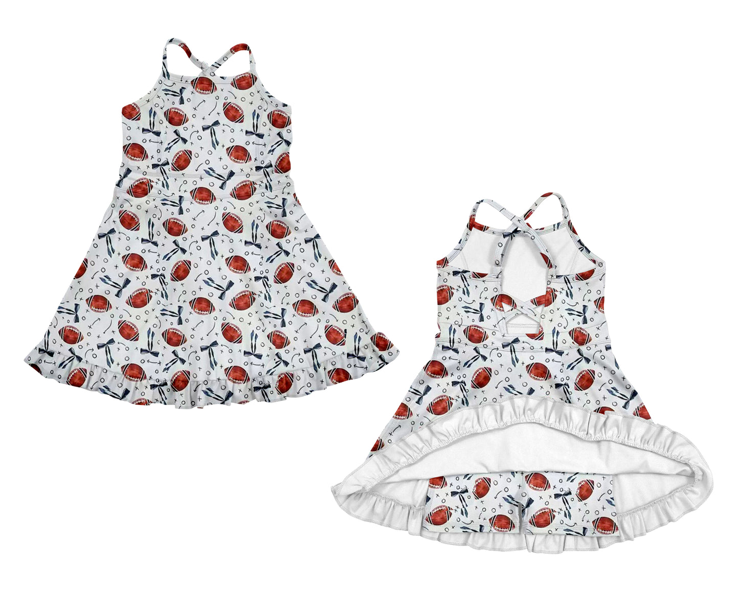 Baby Girls Strap Footballs Golf Shorts Yoga Active Team Knee Length Dress Preorder