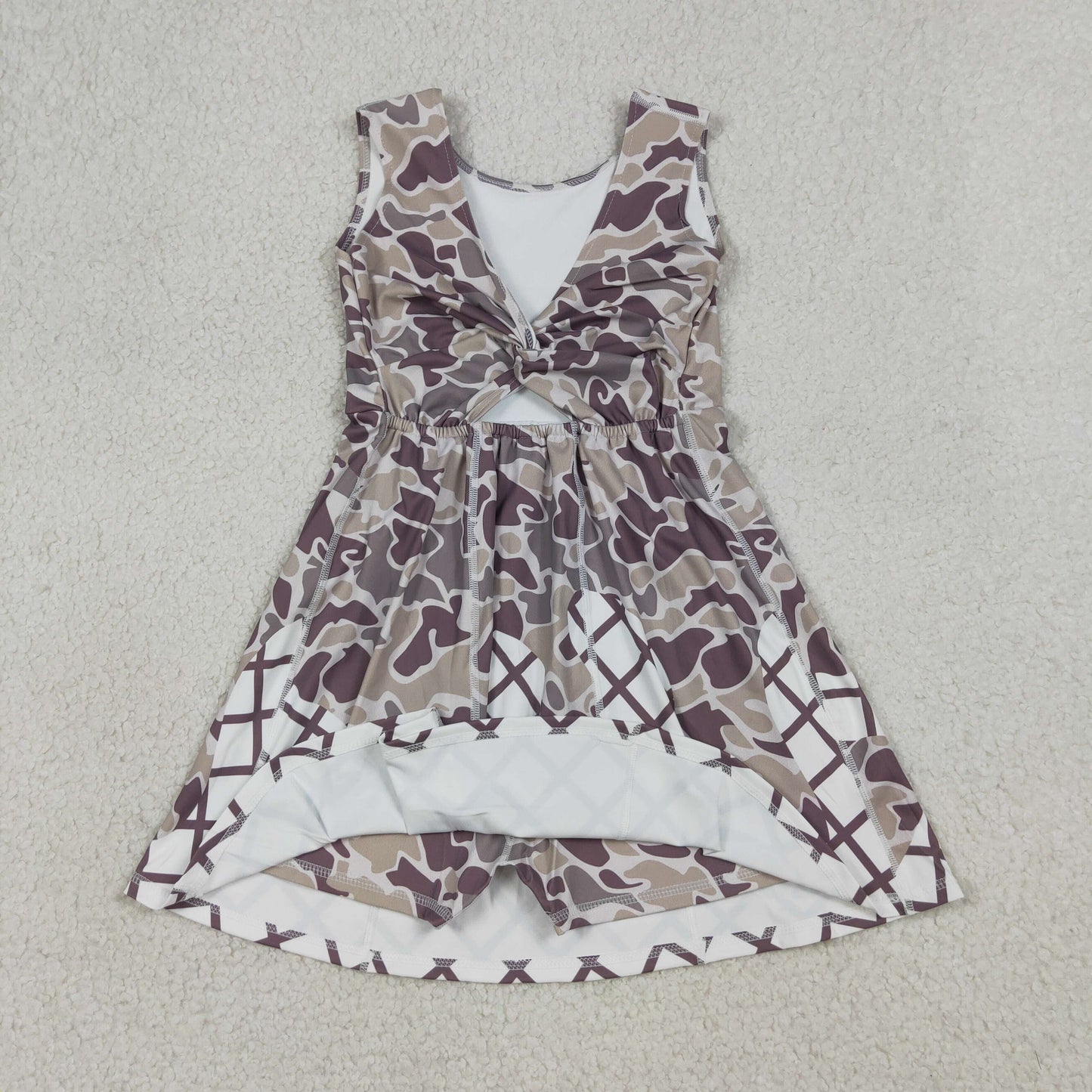 USA Shop Baby Girls Southern Brown Camo Drip Yoga Active Shorts Ruffle Knee Length Dress