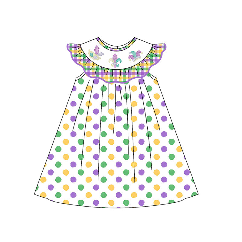 Baby Girls Mardigras Polka Dots Anchors Knee Length Dresses Preorder