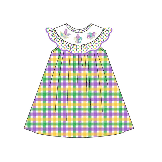 Baby Girls Mardigras Checked Anchors Knee Length Dresses Preorder