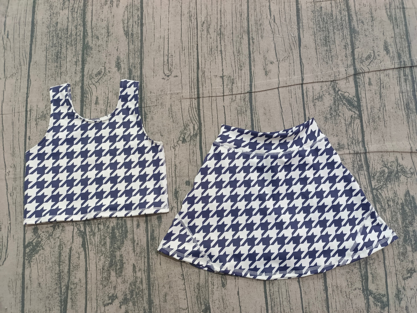 Baby Girls Black Birds Checked Top Skirt Shorts Yoga Clothes Set