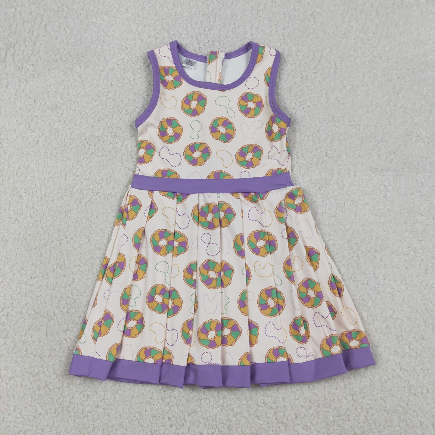 Baby Girls Mardigras Donuts Back Zip Yoga Active Shorts Knee Length Dresses