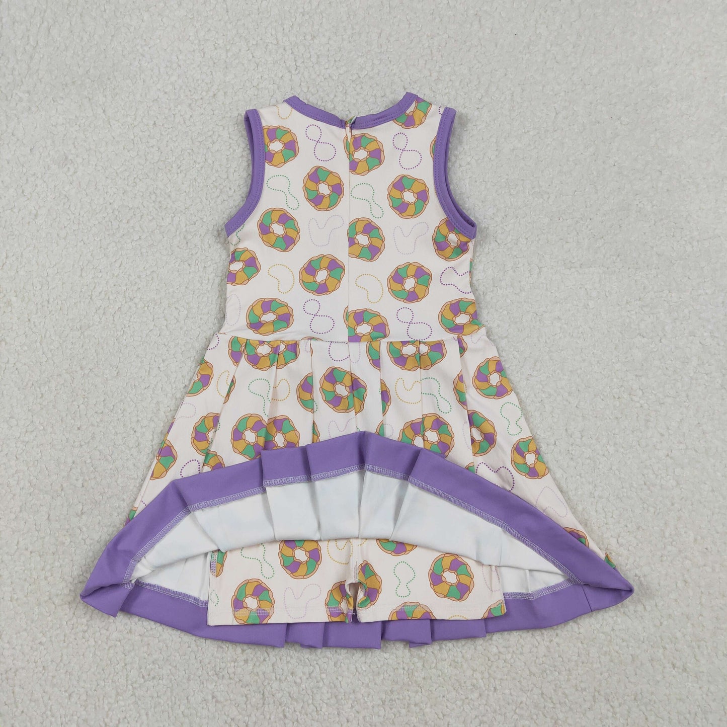 Baby Girls Mardigras Donuts Back Zip Yoga Active Shorts Knee Length Dresses