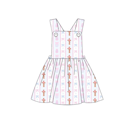 Baby Girls Bows Eggs Crosses Stripe Easter Strap Knee Length Dresses Preorder